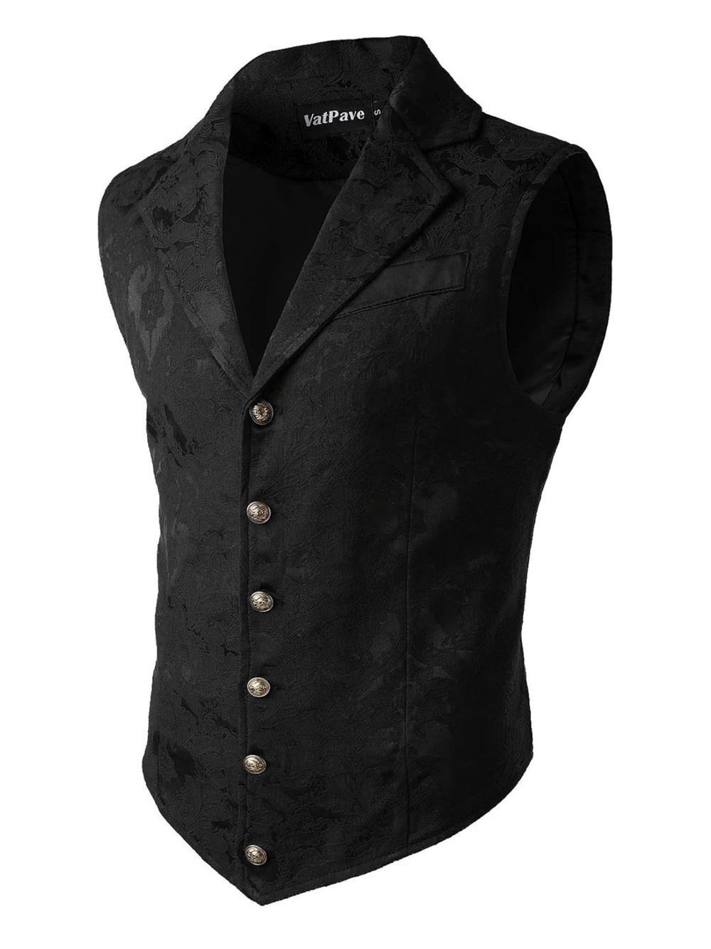 VatPave Black Jacquard Waistcoat Vest